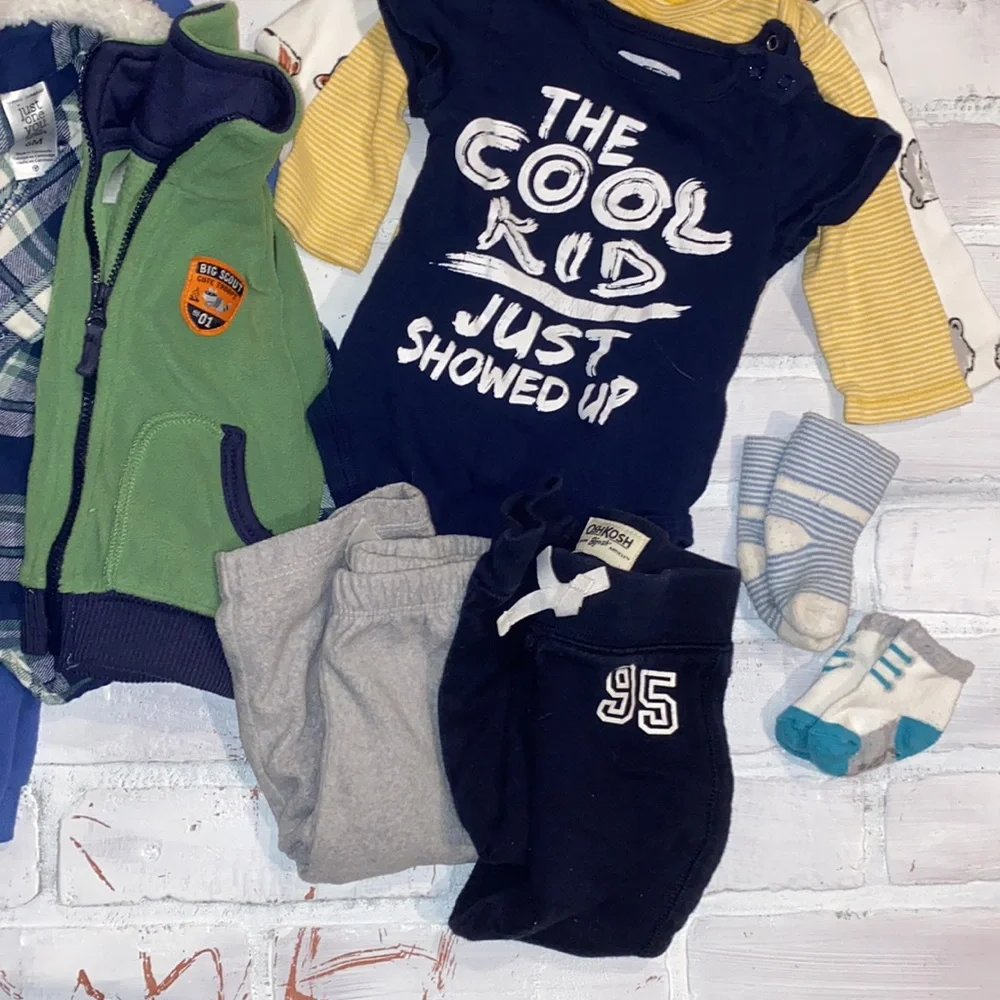 Babyboy 6m fall & winter footie onesie bundle!!